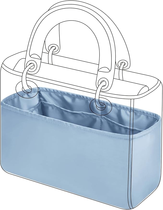 DGAZ Silk Purse Organizer Insert For Lady-Dior Micro/Mini/S/M/L bags，Silky Smooth Bag Organizer，Luxury Handbag & Tote Shaper(Azure,M)