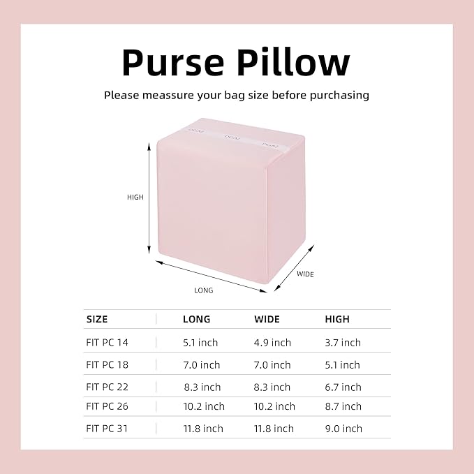 DGAZ Purse Pillow Shaper Insert For picotin Bags,Luxury Handbag Tote Shapers, Memory Foam(Pink,PC31)