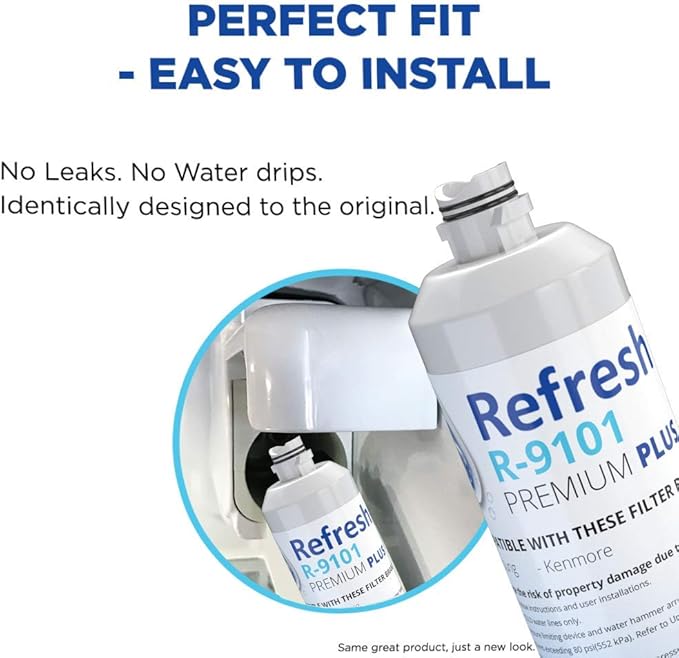Refresh NSF-53 Premium Replacement Refrigerator Water Filter Compatible with Samsung DA29-00020A, DA29-00020B, HAF-CIN/EXP, 46-9101 - Model R-9101Plus / R-9101Plus-S (3 Pack)