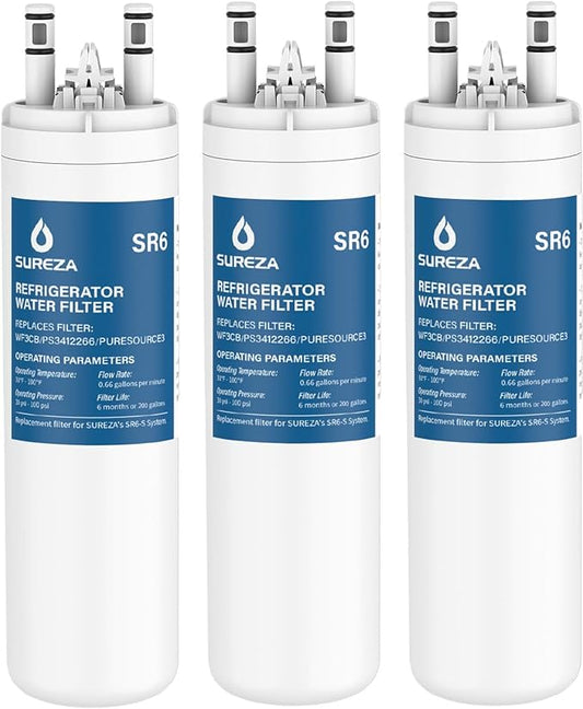 WF3CB Puresource 3 Refrigerator Water Filter replacement for Pure Source 3, Puresource 3 Water Filter, 706465, WF425, PS3412266, AP4567491, 242017800, 242069601, 242086201, DGUS2635LE, 3Pack