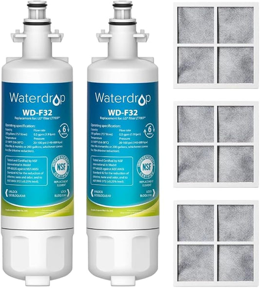 Waterdrop 469690 ADQ36006101 Replacement for LG® LT700P® Refrigerator Water Filter and Replacement for LG® LT120F® Refrigerator Air Filter