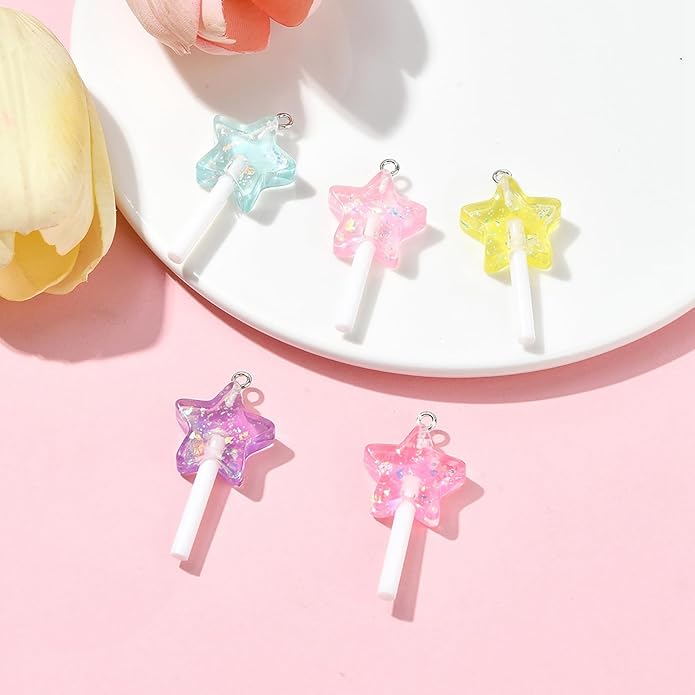 5-10Pcs Luminous Translucent Resin Charms Pendants for Jewelry Making, Round Dinosaur Heart Star lollipop Shape Glow in the Dark Charms for Bracelets Necklaces Earrings Keychains Crafting