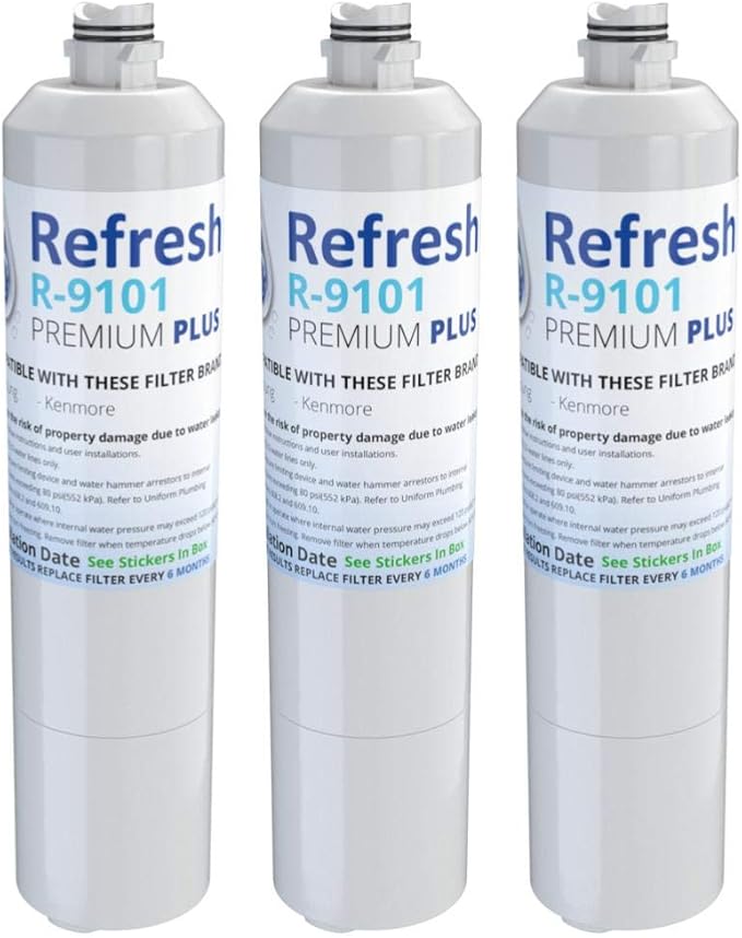 Refresh NSF-53 Premium Replacement Refrigerator Water Filter Compatible with Samsung DA29-00020A, DA29-00020B, HAF-CIN/EXP, 46-9101 - Model R-9101Plus / R-9101Plus-S (3 Pack)