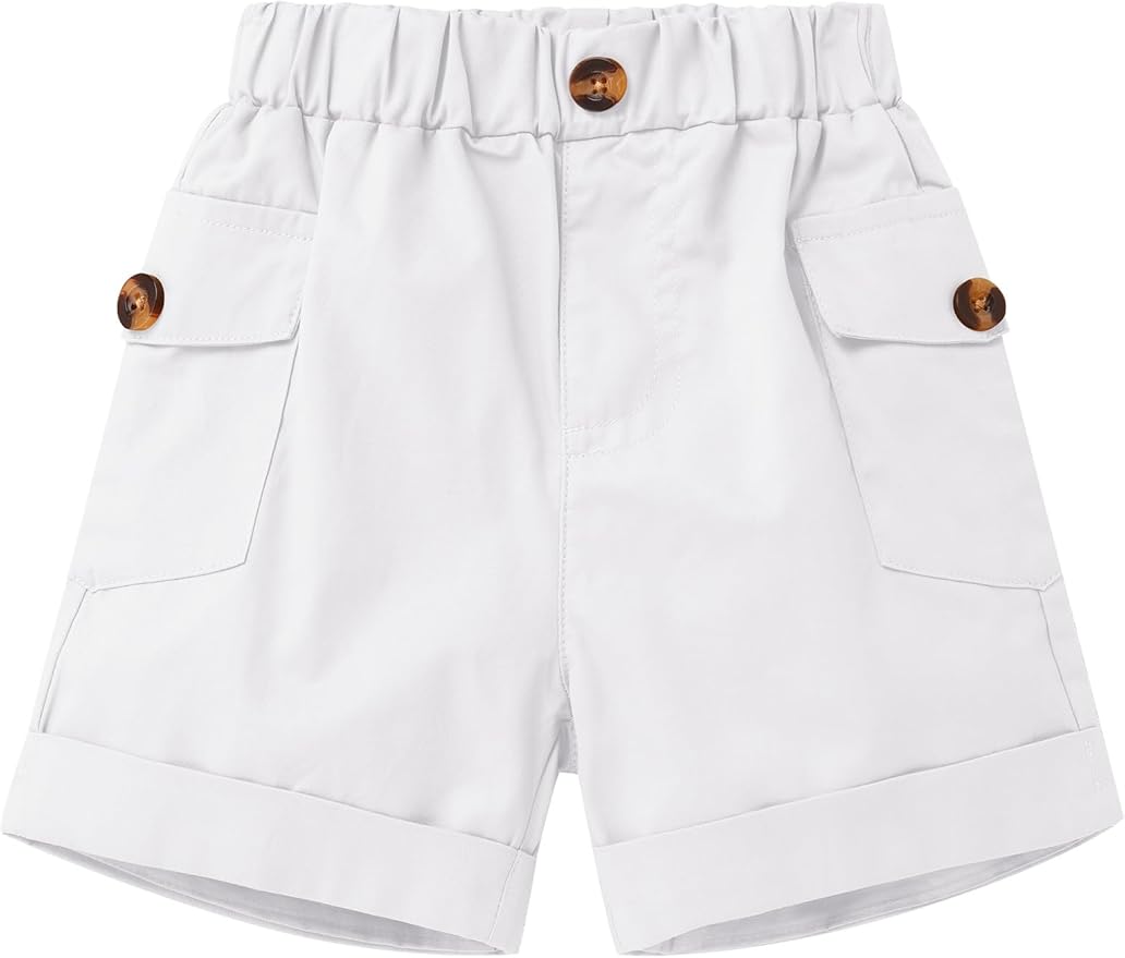 ODASDO Baby Boy Jungle Safari 1st Birthday Cake Smash Outfit Button Down Shirt + Shorts + Hat + Bandana + Belt 5pcs Set