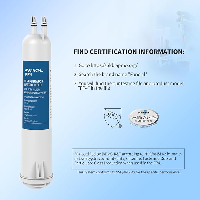 Fancial Refrigerator Water Filters Replacement for EDR3RXD1, Filter 3, 4396841, 4396710, Kenmore 46-9083,Lead-free,BPA-Free materials, 3 Pack
