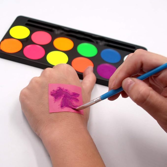 Maydear Face Painting Kit for Kids with 12 Colors Safe and Non-Toxic Large Water Based Face Paint (Fluorescence)