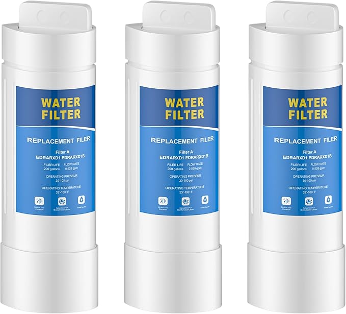 EDRARXD1 Water Filter Replacement Compatible with EDRARXD1, Everydrop Filter A, EDRARXD1B, WRMF3636RZ, WRMF3636RW, WRMF3636RB, Pack of 3