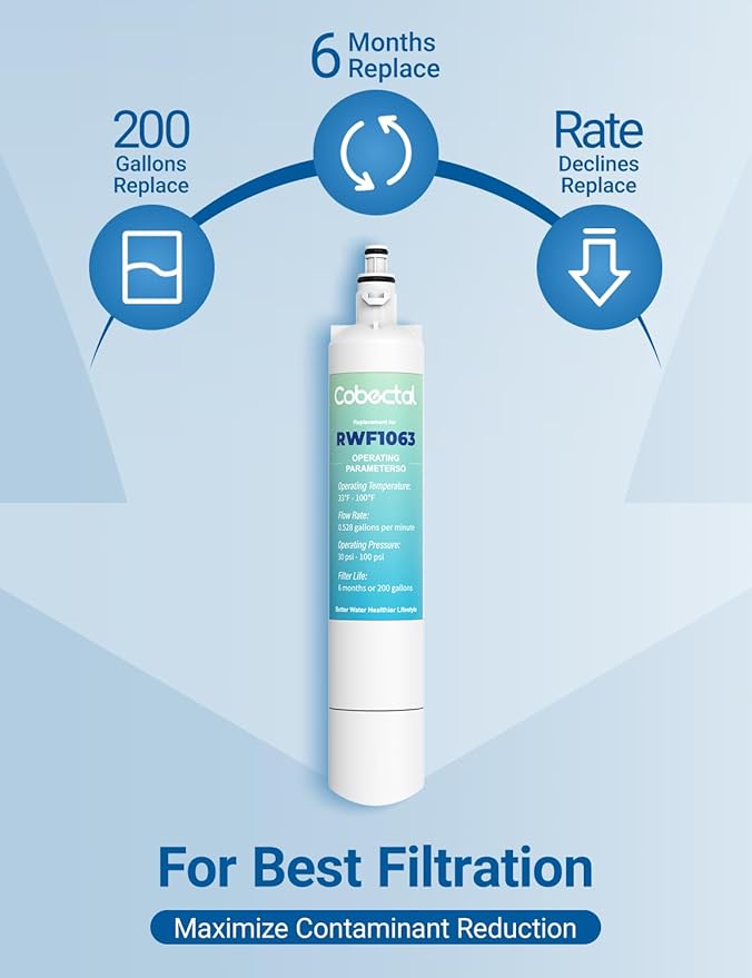 RPWF Water Filter Replacement For g/e RPWF(NOT Fit For R*PWFE),DWF-36, R-3600, MPF15350, OPFG3-RF300, WF277, RWF1063,WSG-4, RWF3600A,2 Pack,by Cobectal
