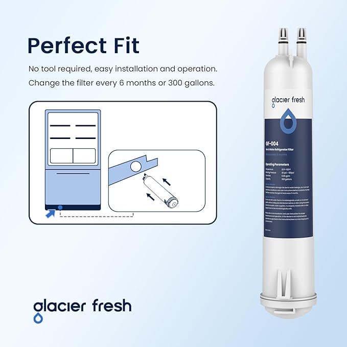 GLACIER FRESH EDR3RXD1 Refrigerator Water Filter, Compatible with 4396841, KAD3RXD1, WHR3RXD1, 4396841, 4396710, Filter 3, 46-9083,46-9030, 9030, 9083 Refrigerator Water Filter, 3+3 Pack