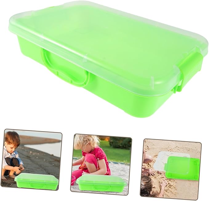 Yardwe Space Themed Portable Storage Container for Arts Crafts and Sand Light Green for Creative Play and Exploration