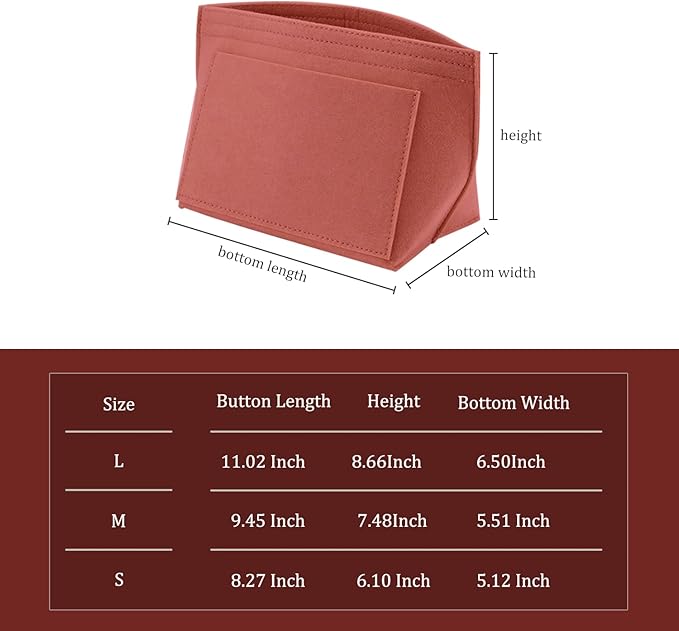 Chispee Purse Organizer Felt Tote Bag Organizer Insert Luxury Handbag Organizers for Longchamp Divider Pocket & Zipper Inner Bag Liner fit Large, Red