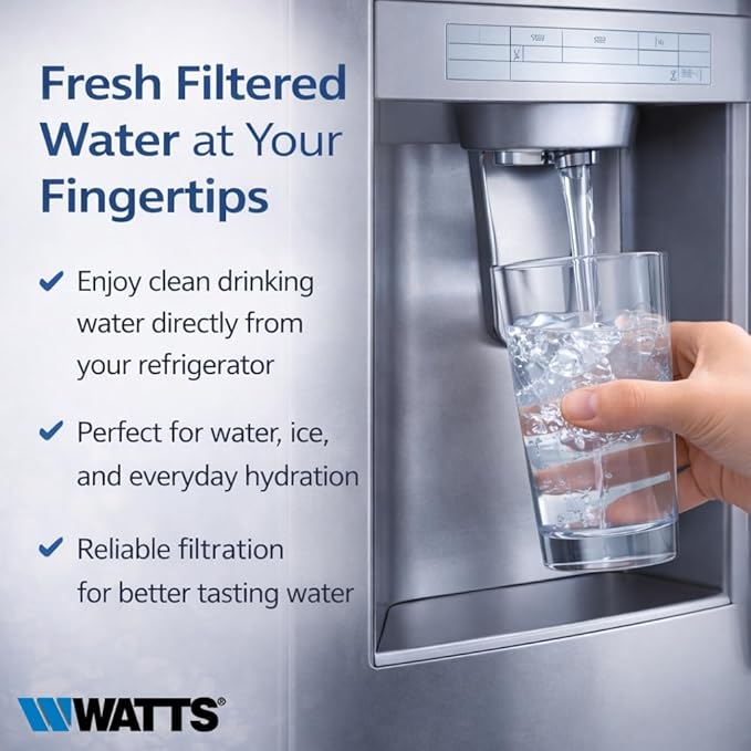 Watts L-1 LG Refrigerator Water Filter Replacement Cartridge, Compatible with ADQ36006101, 6-Month/300 Gallon Life, Reduces Lead, Chlorine & Odor, NSF Certified