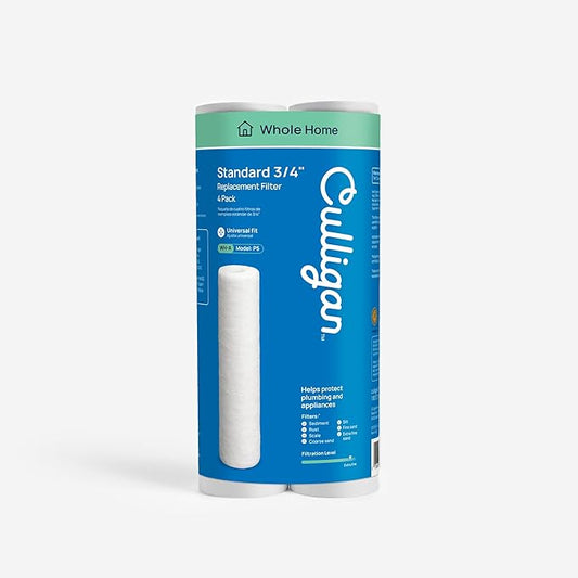 Culligan P5 Whole House Water Filter - Premium Water Filter Reduces Sediment, Dirt & Scale Particles for Clean Drinking Water - 8,000 Gallons, Value 4-Pack, White