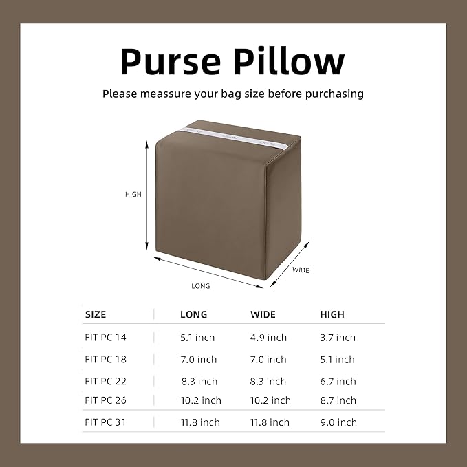 DGAZ Purse Pillow Shaper Insert For picotin Bags,Luxury Handbag Tote Shapers, Memory Foam(Etoupe Grey,PC22)