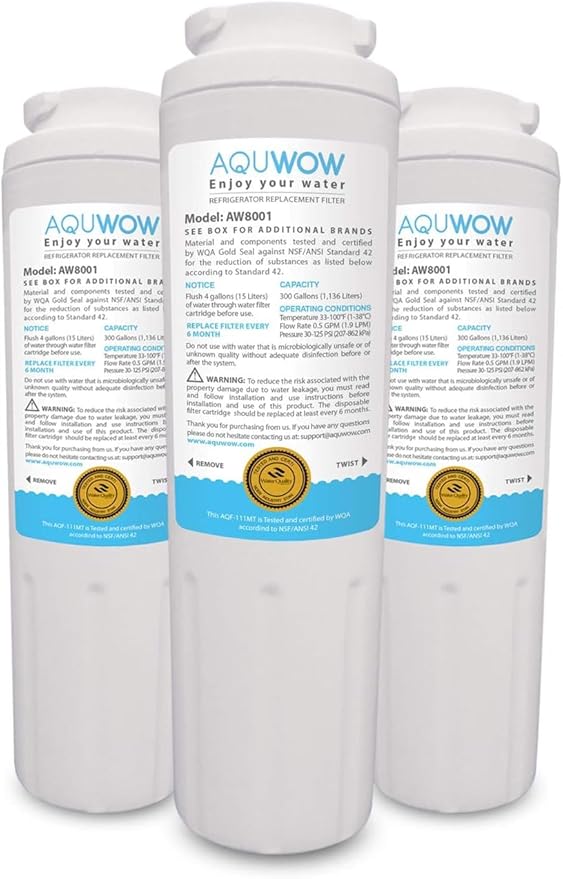 Refrigerator Water Filter Replacement for UKF8001, 4396395, EveryDrop(R) EDR4RXD1, Pur FILTER 4, and 46-9005 – NSF Certified Clean, Purified Drinking Water (3-Pack Premium, 3, Count)