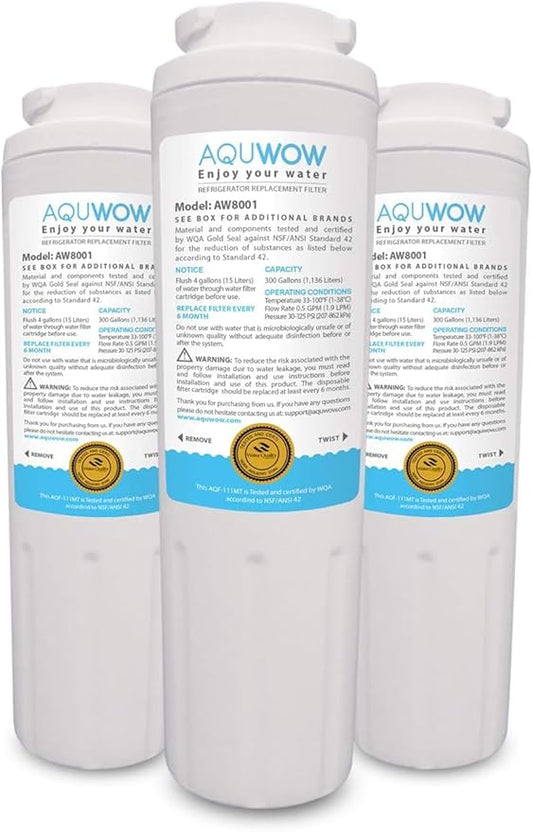 Refrigerator Water Filter Replacement for UKF8001, 4396395, EveryDrop(R) EDR4RXD1, Pur FILTER 4, and 46-9005 – NSF Certified Clean, Purified Drinking Water (3-Pack Premium, 3, Count)