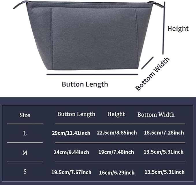 Chispee Purse Organizer Insert for Handbags, Softened Felt Insert Bag Organizer for Tote, Handbag Organizer with Multiple Pockets and Zipper fit for Longchamp Bag (Dark Grey,L)