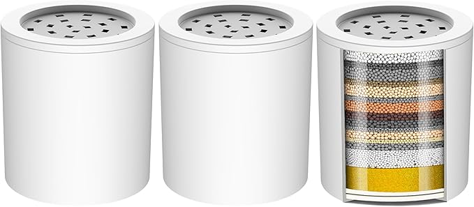 Cobbe 20 Stage Shower Filter Cartridge for Hard Water Showerhead Filters - 3 Pack Replaceable Cartridges - High Output Shower Water Filter for Chlorine and Harmful Substances Removal