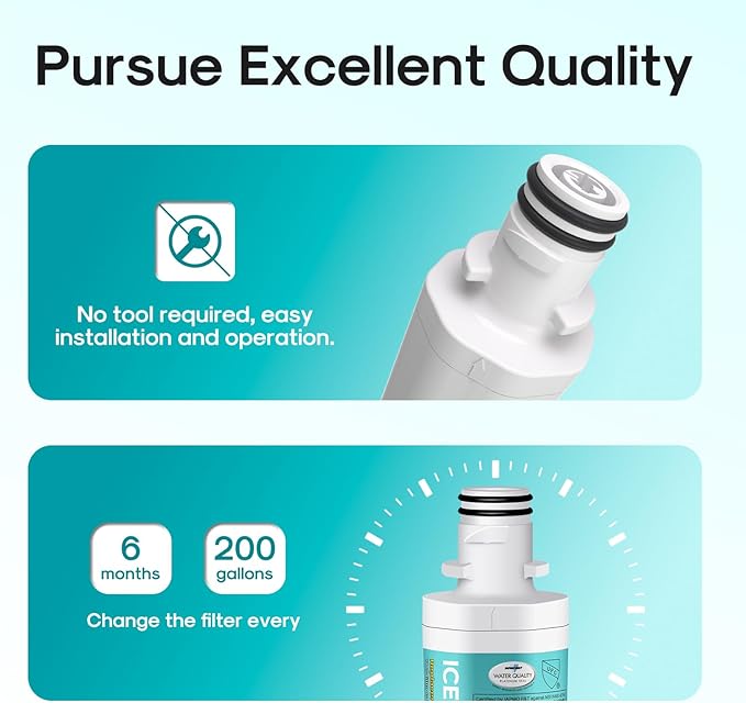 ICEPURE PRO ADQ747935 NSF/ANSI 401NSF/ANSI 42 Certified Replacement LT1000P, Kenmore Elite 9980, ADQ74793501, LT1000PC LSFXC2496D ADQ74793502 LFXC24796S Refrigerator Water and LT120F Air Filter 2Combo