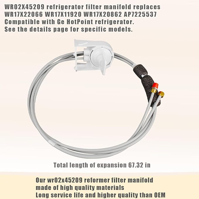 Upgrade WR02X45209 Refrigerator Filter Manifold replace Refrigerator Water Filter Head WR17X11920 WR17X20862 AP7225537 Mwf Manifold & Tubes Asm compatible GE Refrigerator 2-year Qa