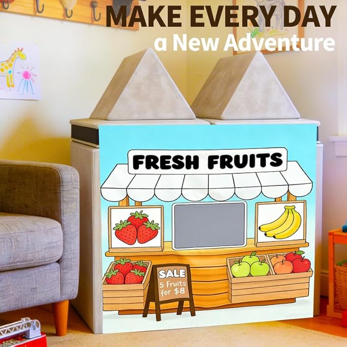 Play Couch Panels – Fresh Fruits Foam Modular Sofa Panels with Adjustable， Soft Couch Accessories for Creative Arrangements， 33.5×37in