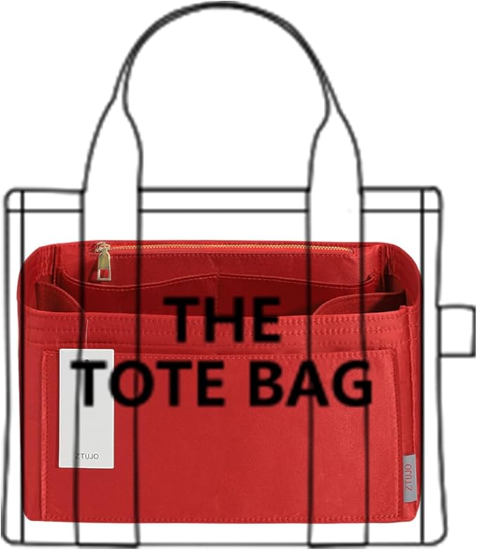 ZTUJO Purse Organizer Insert For Handbags, Silky Touching Bag Organizer Insert With Bottle Holder, Perfect for Speedy, Neverfull, Tote,ONTHEGO,Artsy,Handbag and More (X-Large, Silky Red)
