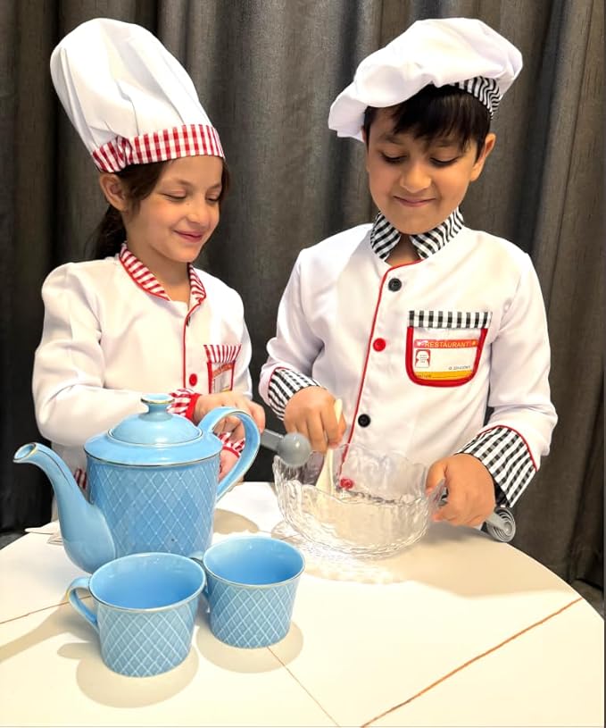 Kids Chef Costume Pretend Chef Outfit Restaurant Dress Up for Cooking Playing, Halloween