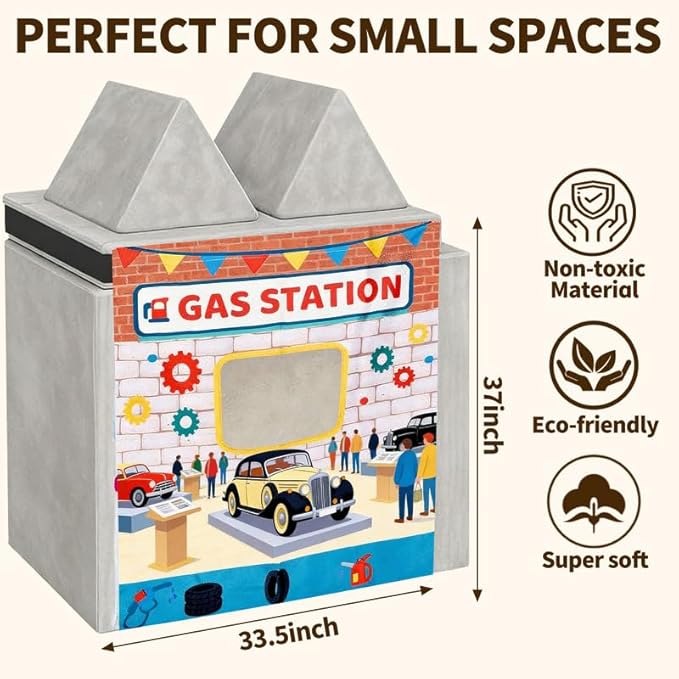 Play Couch Panels – Gas Station Theme Foam Modular Sofa Panels with Adjustable， Soft Couch Accessories for Creative Arrangements， 33.5×37in