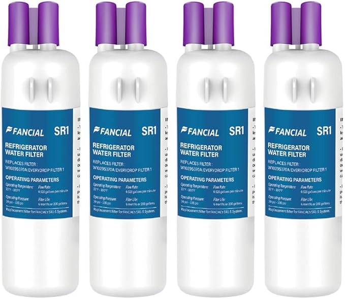 Fancial Refrigerator Water Filters Replacement for Whirlpool, Maytag, KitchenAid-Compatible with EDR1RXD1,W10295370A, Filter 1, WHR1RXD1,6-Month Long Life,four-pack