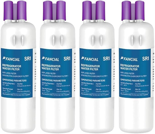 Fancial Refrigerator Water Filters Replacement for Whirlpool, Maytag, KitchenAid-Compatible with EDR1RXD1,W10295370A, Filter 1, WHR1RXD1,6-Month Long Life,four-pack