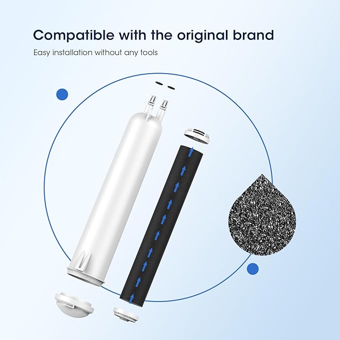 GLACIER FRESH EDR3RXD1 Refrigerator Water Filter, Compatible with 4396841, KAD3RXD1, WHR3RXD1, 4396841, 4396710, Filter 3, 46-9083,46-9030, 9030, 9083 Refrigerator Water Filter, 3+3 Pack