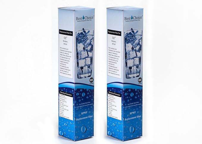 Best Choice Water Filters Compatible With GE RPWF Certified Refrigerator Replacement Cartridge 2-Pack (Does not fit RPWFE)