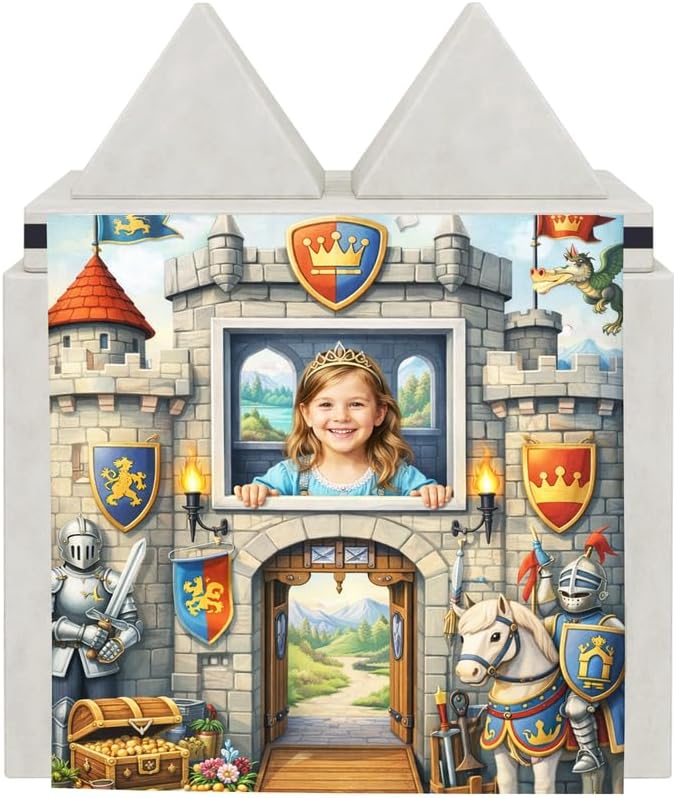 Foam Play Couch Panels - Castle Theme,Soft Sofa Accessories,Modular Play Panels,Magical Fortress Design,Knight & Dragon Art,33.5x37 Inches