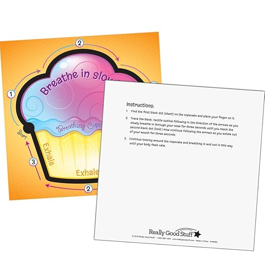 Really Good Stuff Tactile Breathing Copecake Cards - Social-Emotional Learning Tools for Children - Calming, Meditative Classroom Supplies - Promotes Relaxation & Helpful Breathing Techniques