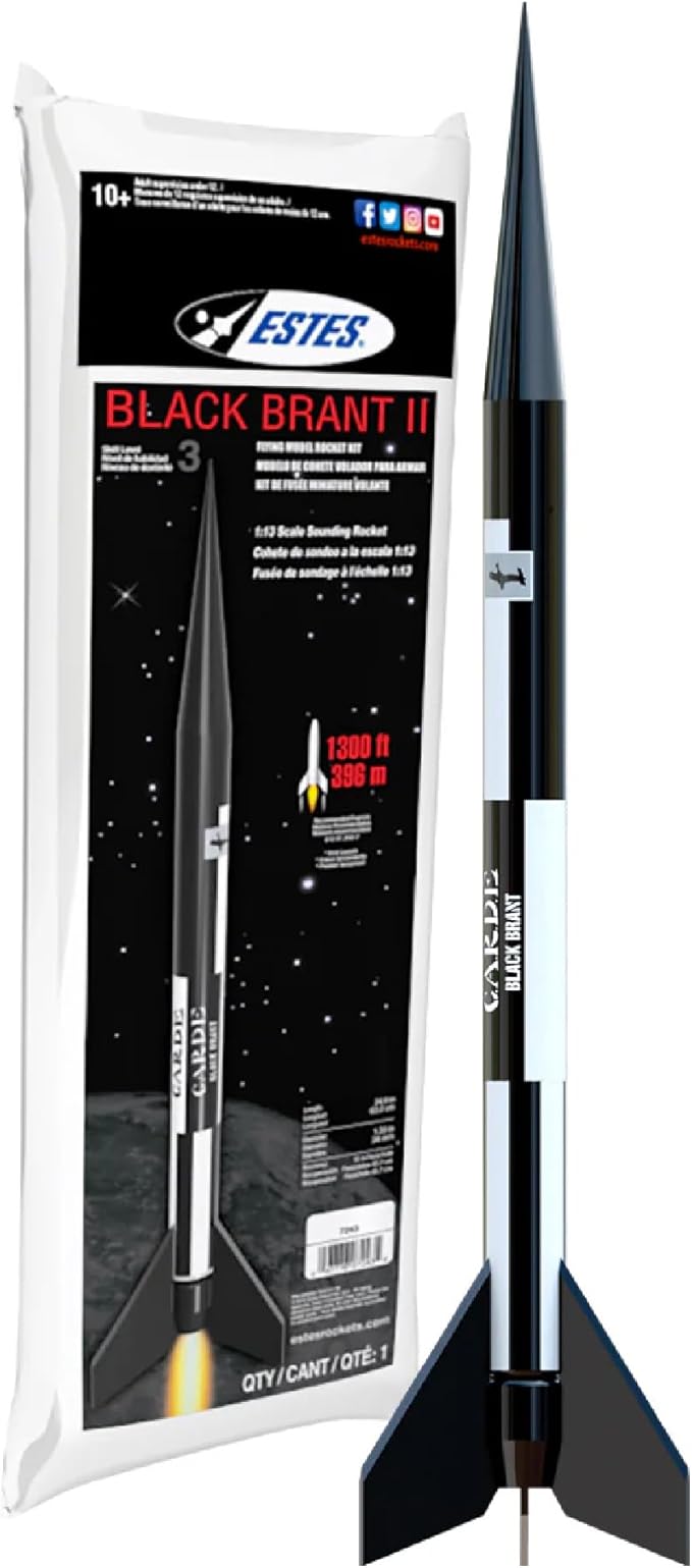 Estes 7243 Black Brant II Rocket-Building Kit, Advanced Dual-Body Flying-Rocket-Model Kit for Ages 10+