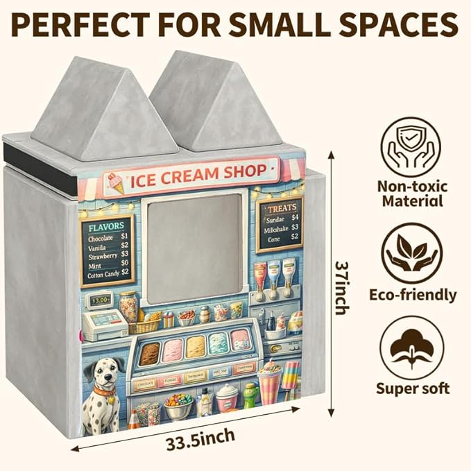 Foam Play Couch Panels - Ice Cream Shop Theme,Soft Sofa Accessories,Modular Play Panels,33.5x37 Inches