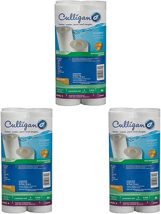 Culligan P5-4PK Standard P5 Whole House Premium Water Filter, 8,000 Gallons, Value 12-Pack, White, (Pack of 4), 4 Count