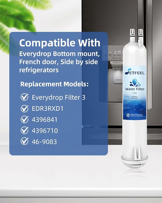 Edr3rxd1 Water Filter Replacement For Everydrop Filter 3, 4396841, Compatible With Whirlpool Ice and Water Fridge Filter 3, whr3rxd1, kad3rxd1, 9083, 9030, 460-9083, WD-F08, SE003, 3 Pack SETFEEL