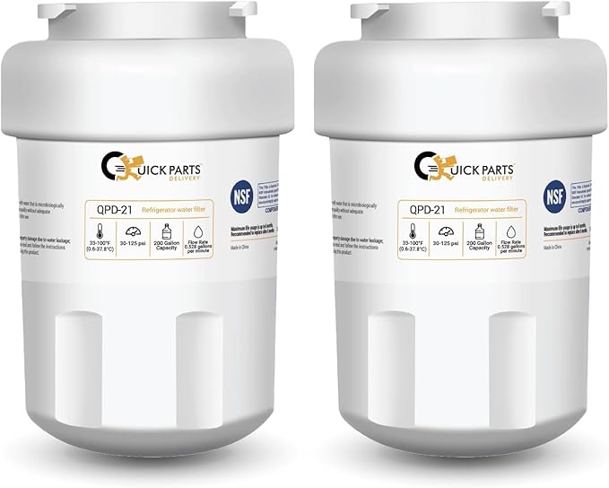QPD-21 GE MWF Refrigerator Water Filter Replacement – Fits GE Side-by-Side Refrigerator Models DSS25KGREBB, GSH25JFXJWW & GFSS6KKYESS – 2-Pack Coconut Carbon Block Water Filters