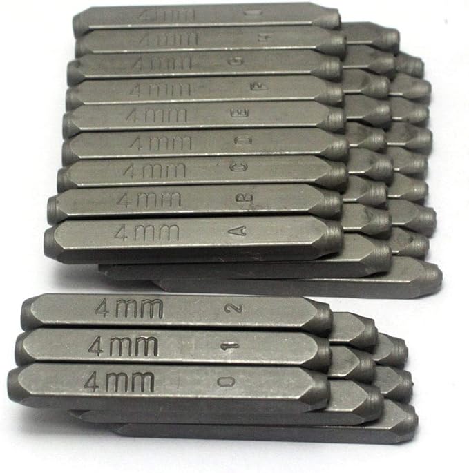 Oudtinx Number and Letter Stamp Set (36 Piece Punch Set/A-Z & 0-9) Industrial Grade Hardened Carbon Steel Metal - 5/32" (4mm) Characters - Perfect for Imprinting Metal, Wood, Plastic, Leather, More!