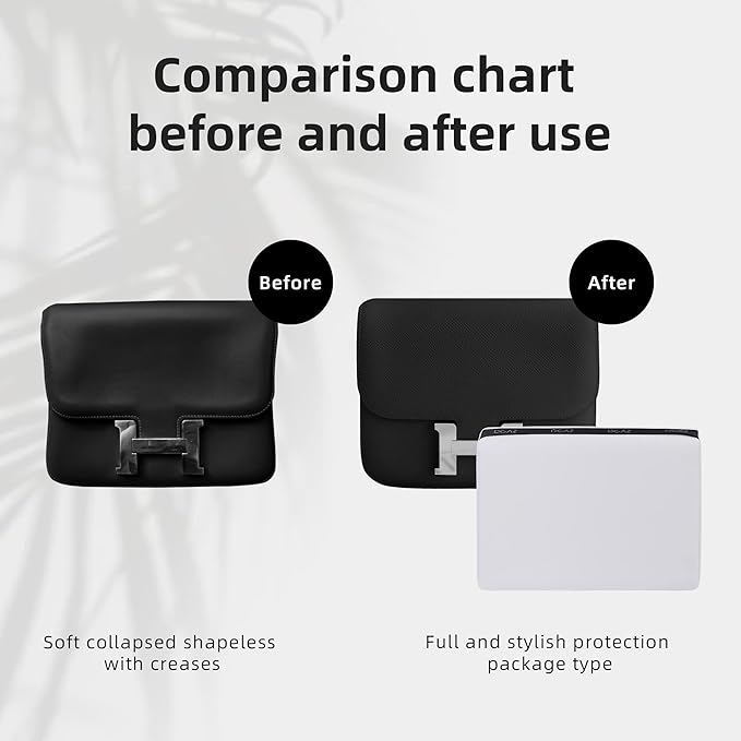 DGAZ Bag Pillow Shaper Insert for Luxury Handbags, Silky Pillow Shaper for Hermes Constance 19/New19/24/New24 Bags（newC24,White）