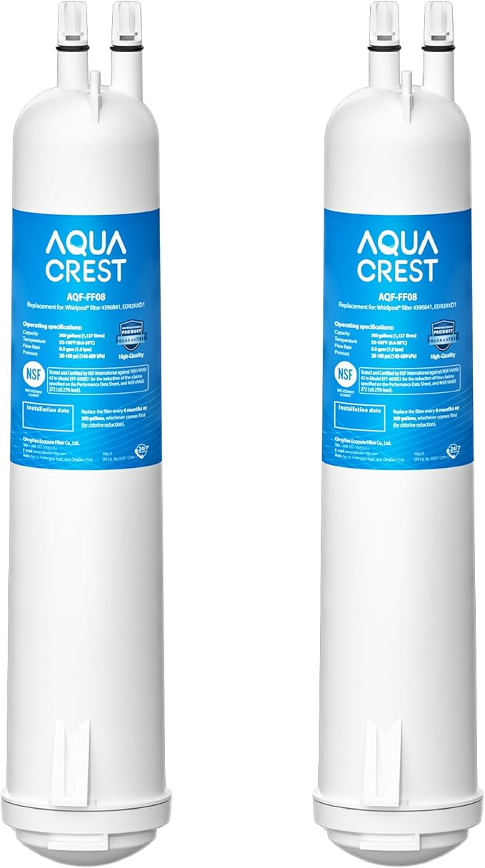 AQUA CREST EDR3RXD1 Replacement for 4396841, Everydrop® Filter 3, 4396710, Kenmore® 46-9083, 46-9030, Refrigerator Water Filter, 2 Filters
