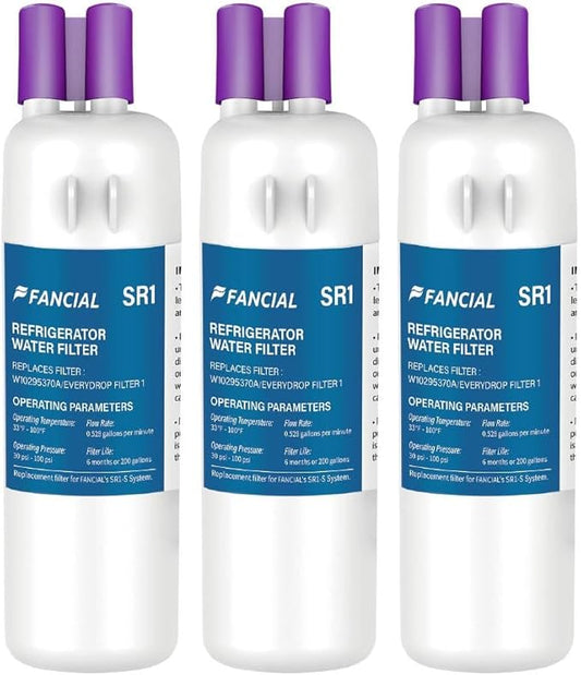 Fancial Refrigerator Water Filters Replacement for Whirlpool, Maytag, KitchenAid-Compatible with EDR1RXD1,W10295370A, Filter 1, WHR1RXD1,6-Month Long Life,three-pack