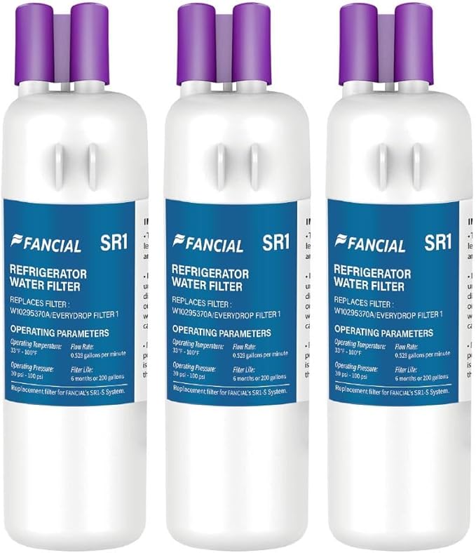 Fancial NSF Certified Water Filter, Advanced Coconut Shell Activated Carbon, for FILTER1 EDR1RXD1, W10295370A, P4RFKB2, 9081, 469081, 9930, 469930, 9930P, 04609930000, Removes Odor, Impurities, 3Pack