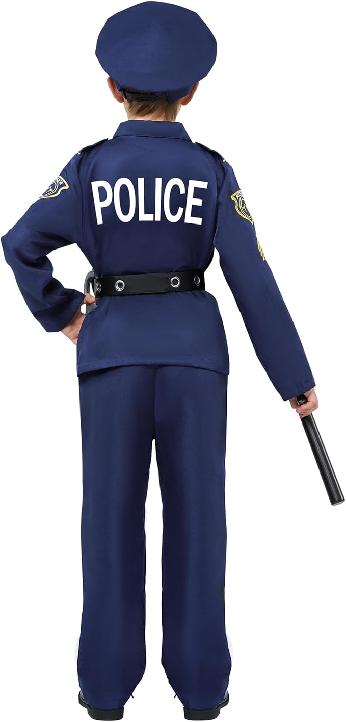 Spooktacular Creations 14PCS Halloween Police Costume for Kids, Police Officer Costume for Boys, Toddler RolePlay Party