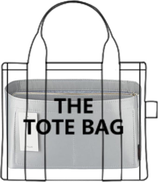 ZTUJO Purse Organizer Insert For Handbags, Purse Organizer With Zipper, Neverfull Organizer, Bag Organizer For Speedy Neverfull ONTHEGO Tote, Handbag and More (Silky Grey, small)