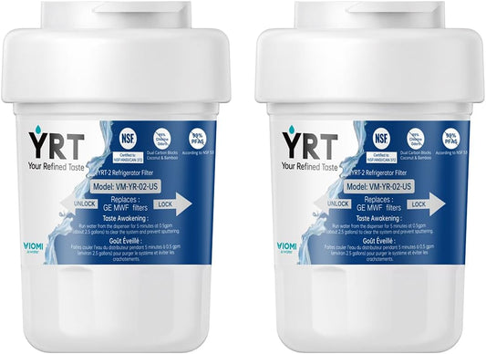 YRT MWF Replacement for SmartWater MWFP, MWFA, GWF, GWF01, GWF06, GWFA, HWF, FMG, Kenmore 9991, Ice & Water Filter Replacement, NSF/ANSI 372&53&42 Certified, Refrigerator Water Filter (Pack of 2)