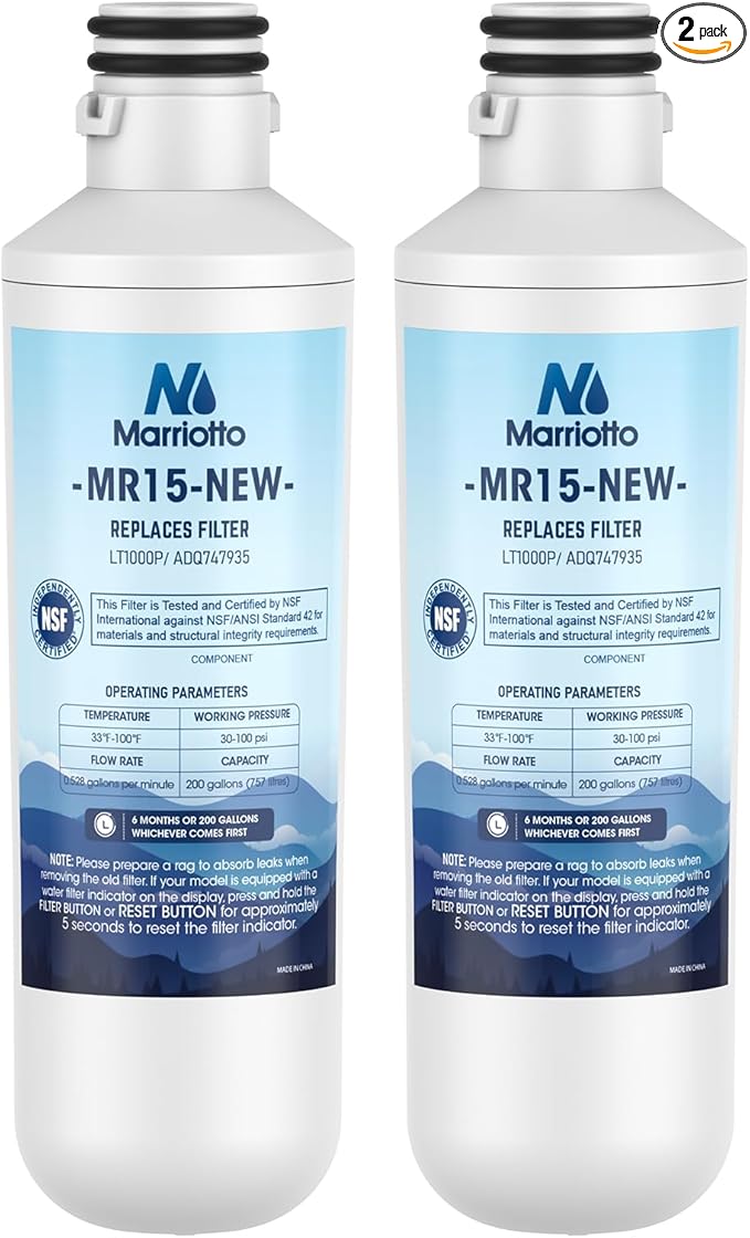 MARRIOTTO Water Filter LT1000PC Replacement for Refrigerator, Compatible with LT1000PC/PCS, LT1000PC, LT-1000PC, MDJ64844601, ADQ747935 ADQ74793504 Water Filter (2 Pack)