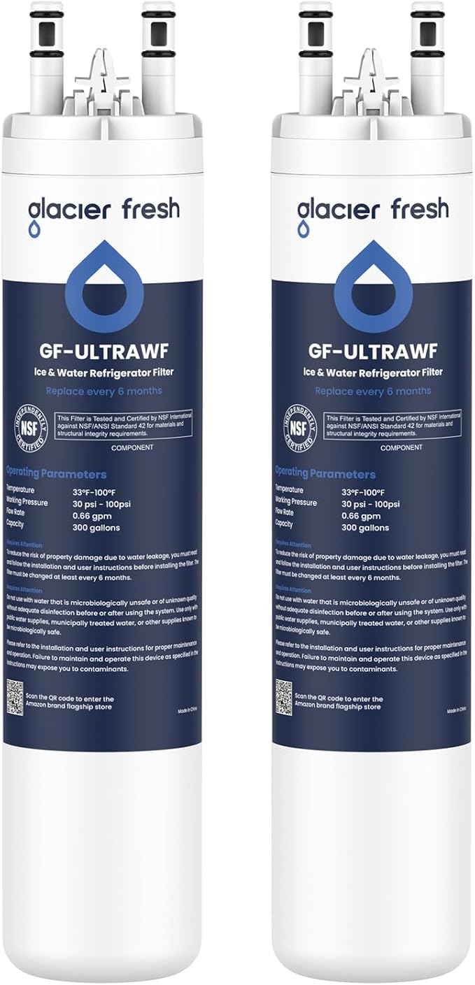 GLACIER FRESH Replacement for Frigidaire ULTRAWF,Pure Source Ultra, Kenmore 9999, 469999, 46-9999, A0094E28261 Refrigerator Water Filter,Pack of 2