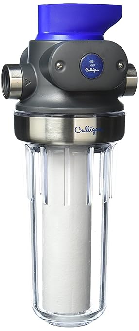 Culligan WH-S200-C Whole House Water Filter Housing – 3/4" Inlet/Outlet, Standard Duty, Sediment Filtration System, Clear Housing, Pressure Relief Valve, NSF Certified